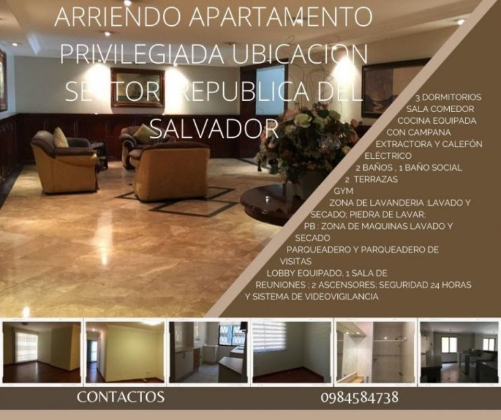 Foto Departamento en Arriendo en Republica del Salvador, Quito, Pichincha - U$D 690 - DEA36611 - BienesOnLine