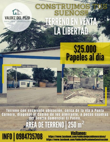 Terreno en Venta en La Libertad VIA A PUNTA CARNERO, Santa Elena