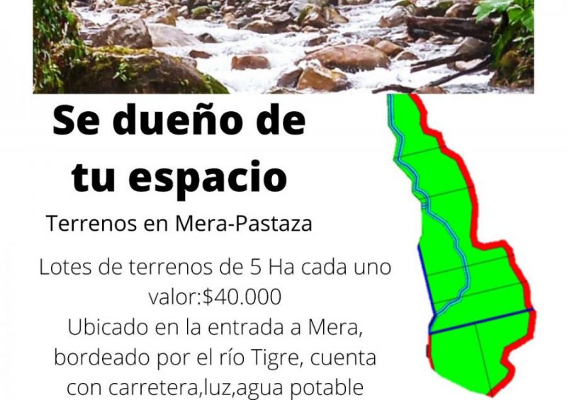 Terreno en Venta en Mera Mera, Pastaza